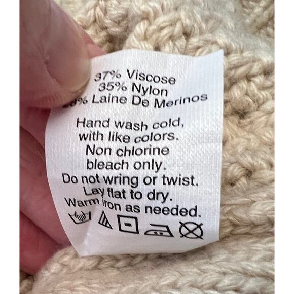 J Crew Womens Sweater Cable Knit Sweater Sz S Wool Beige Preppy Academia Minimal - Picture 5 of 7